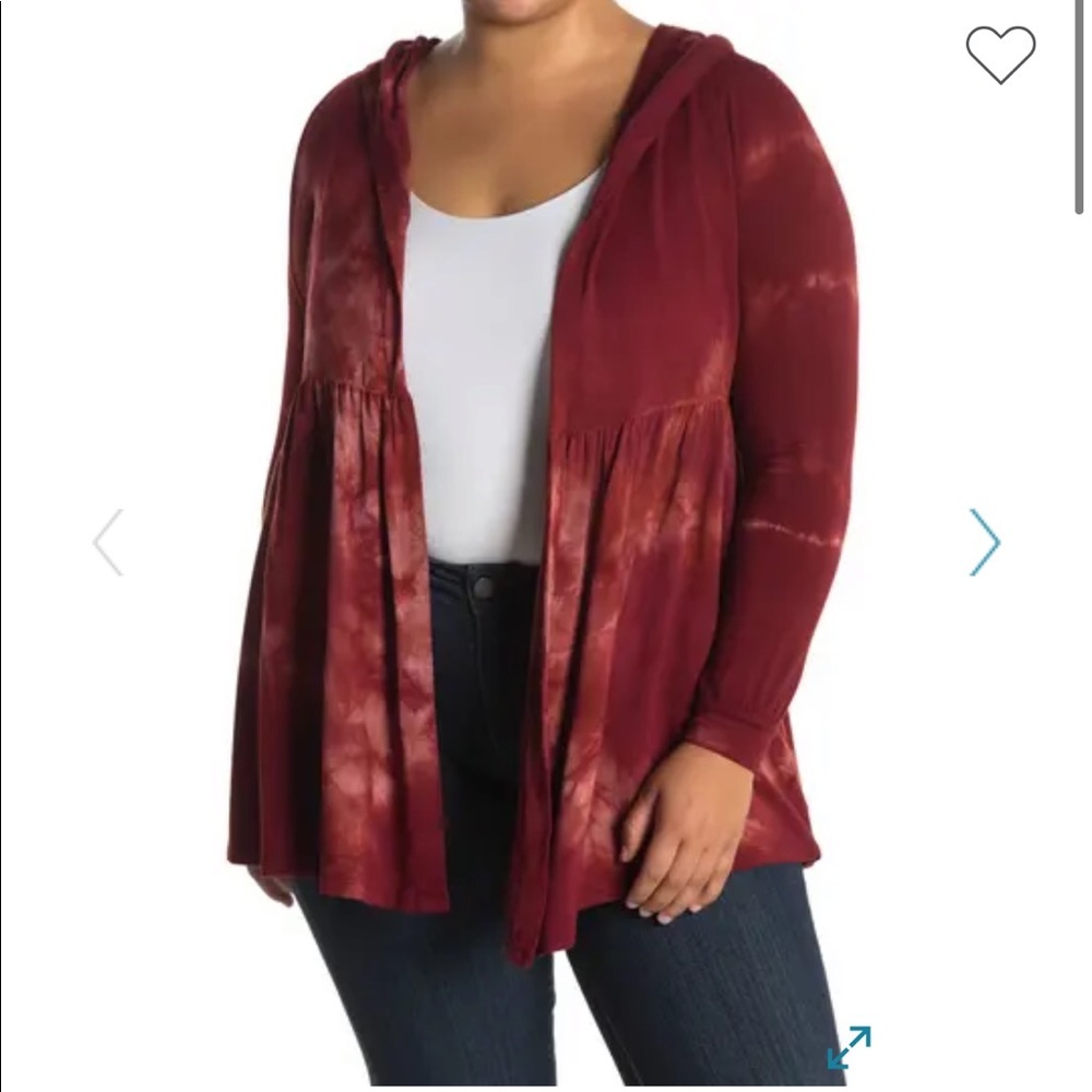BAEA TIE DYE OPEN FRONT HOODED CARDIGAN NWT Size S Style#BATD-110